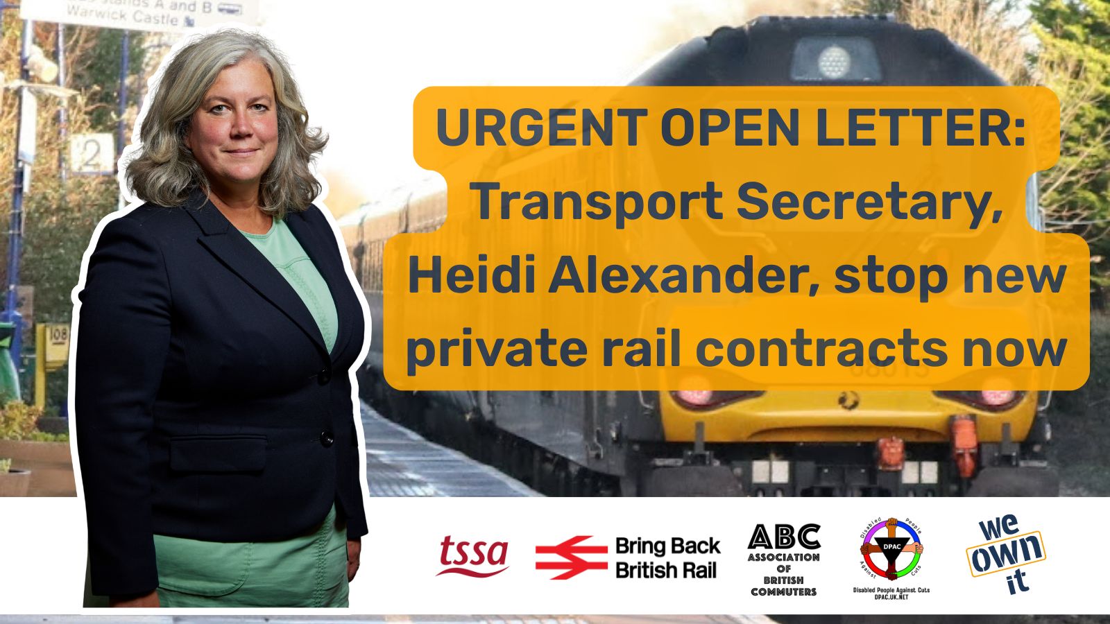 Urgent Open Letter: Stop new private rail contracts now