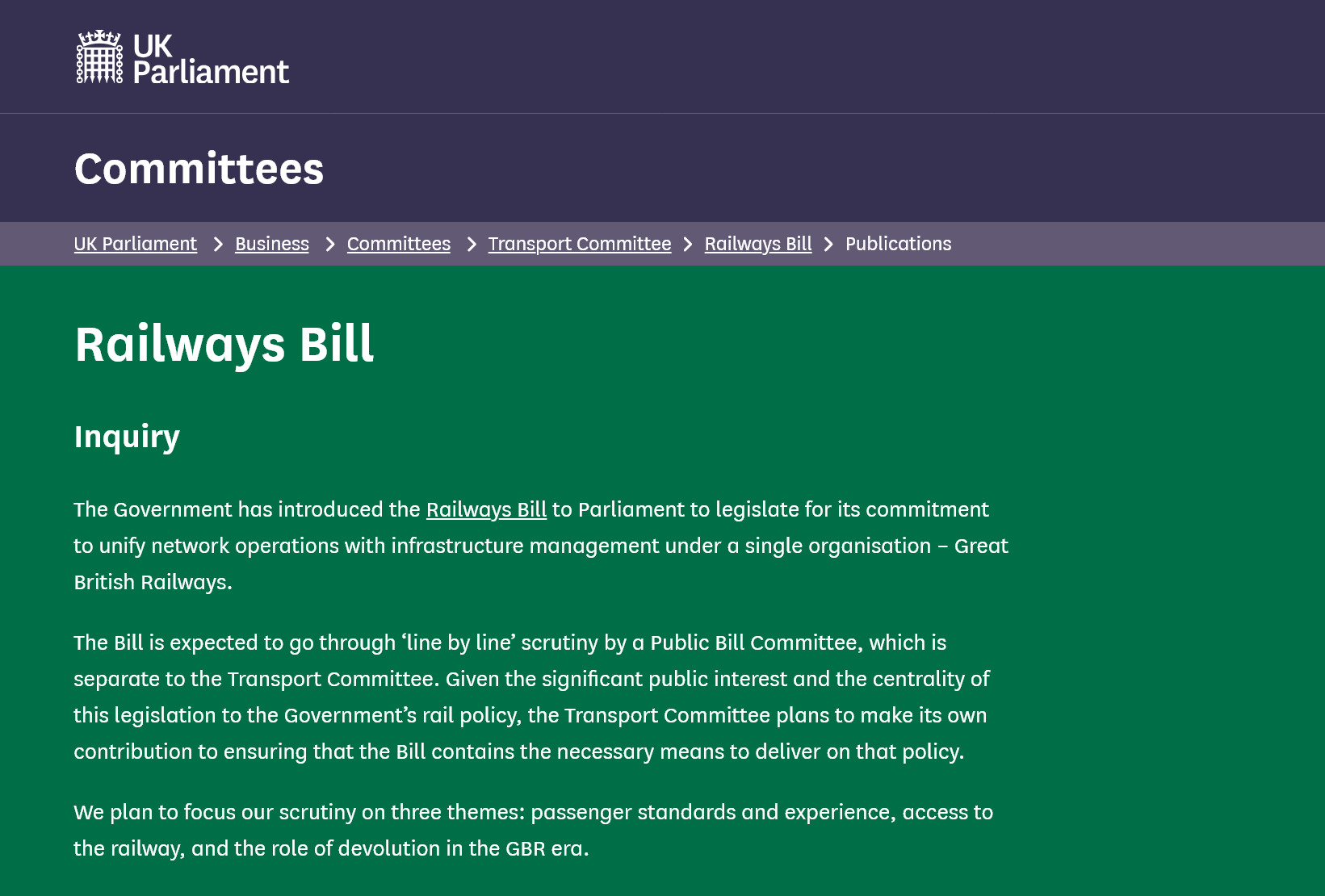 Railways Bill Inquiry